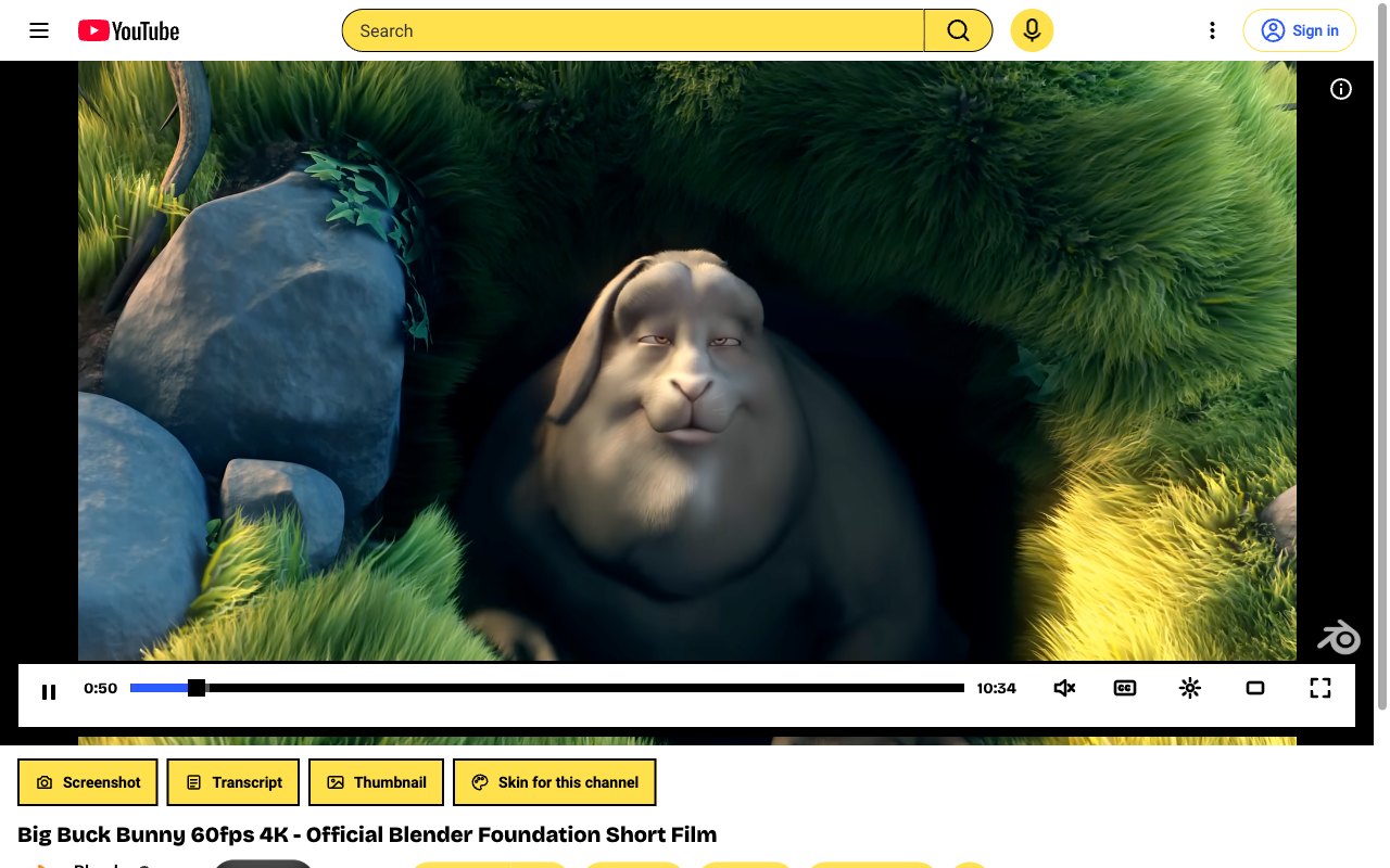 Brutalist YouTube skin, theater