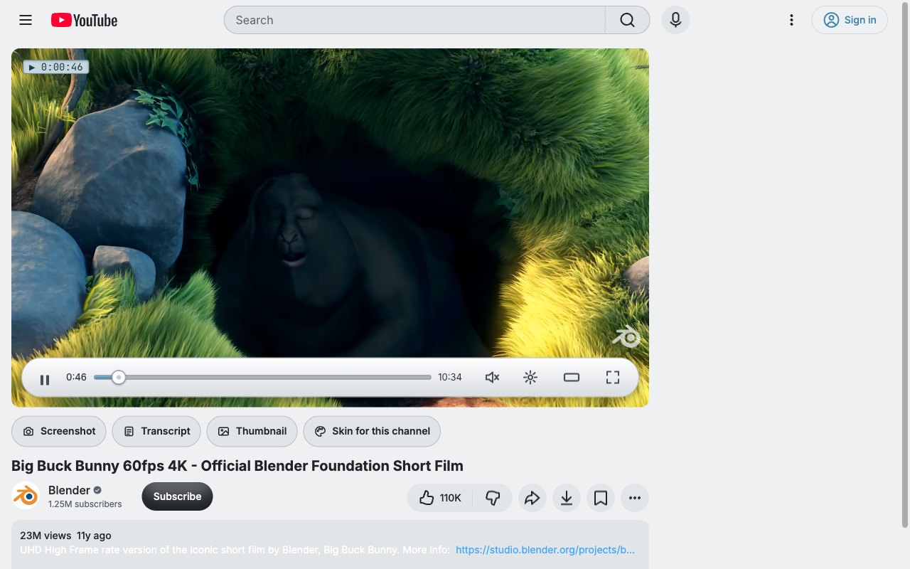 Click Wheel YouTube skin, watch page