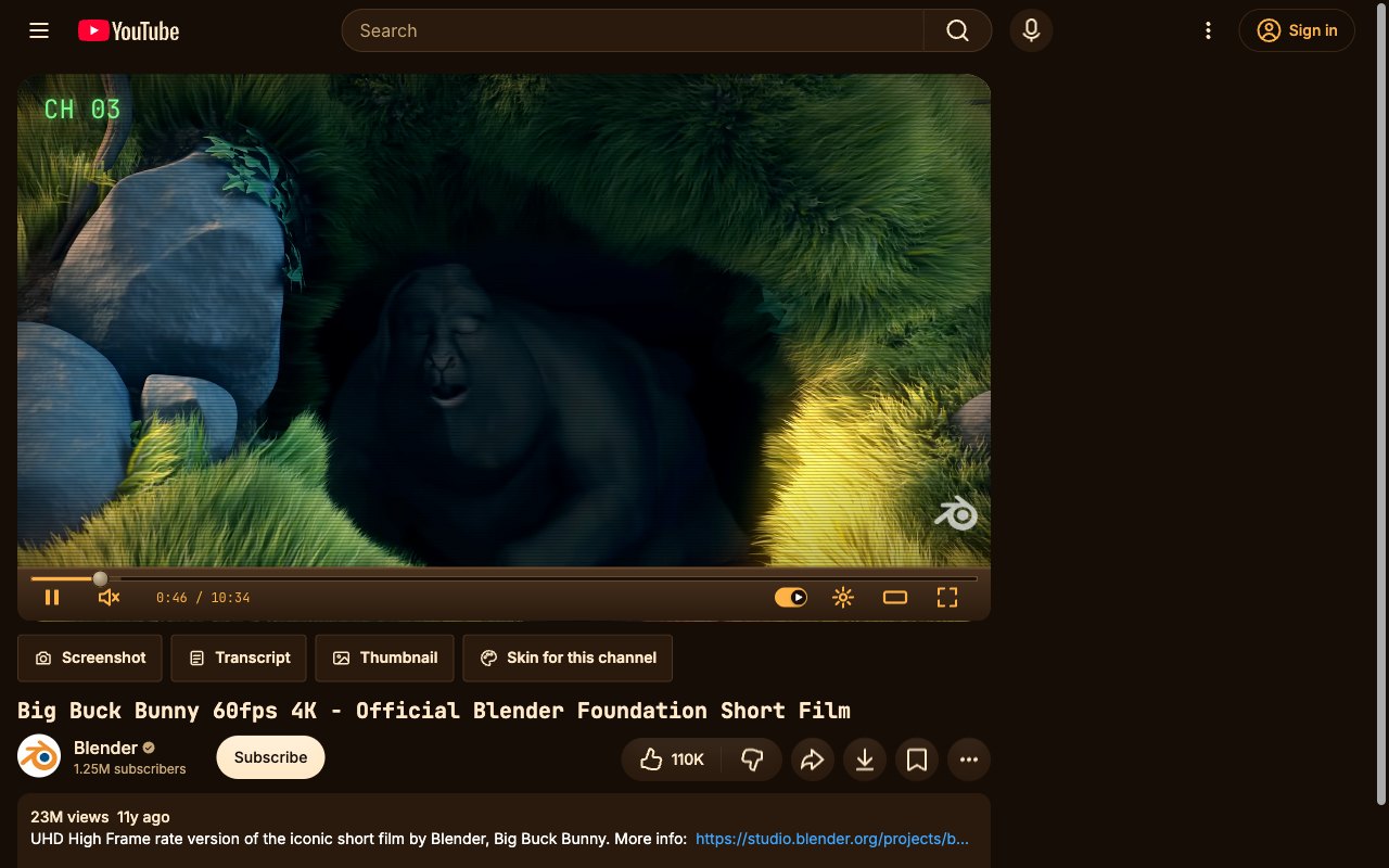 CRT TV YouTube skin, watch page