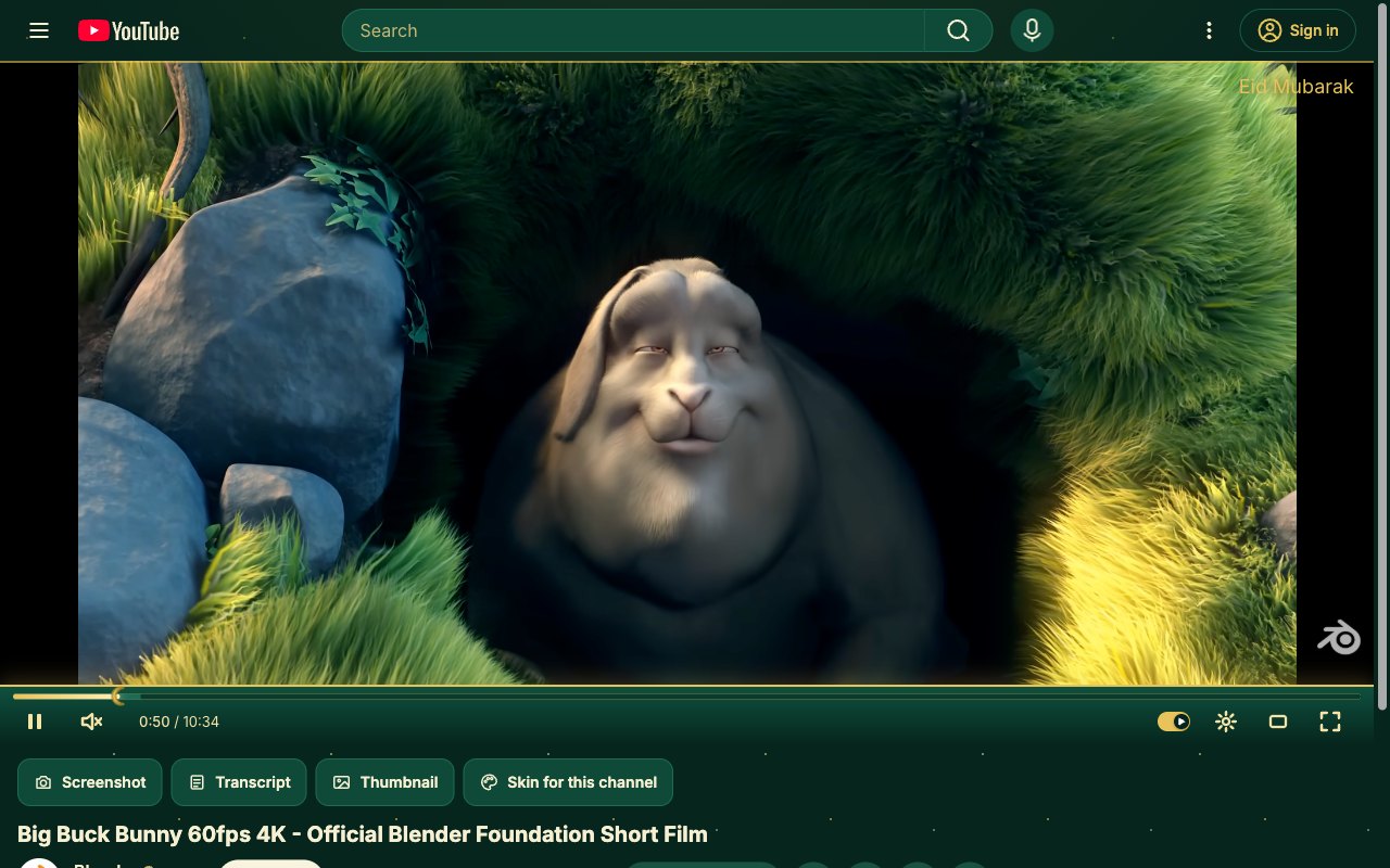 Eid Mubarak YouTube skin, theater
