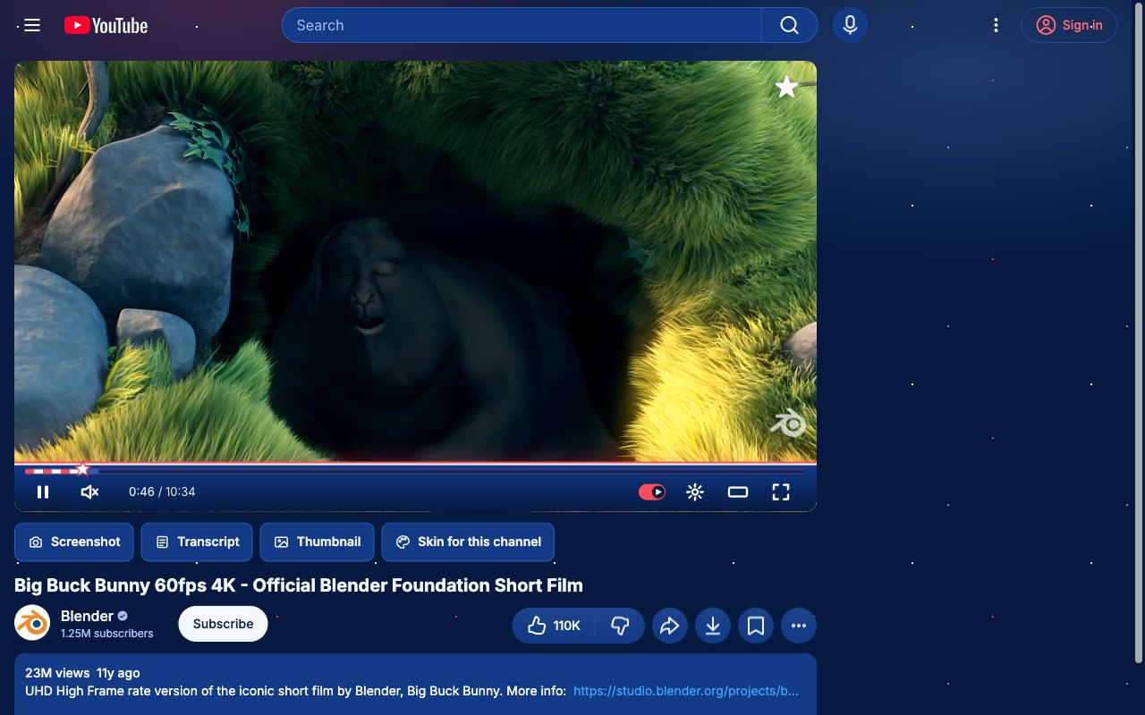 Independence Day YouTube skin, watch page