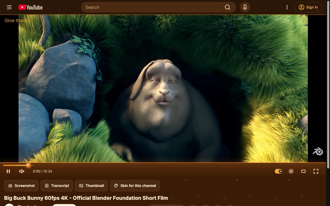 Thanksgiving YouTube skin, theater