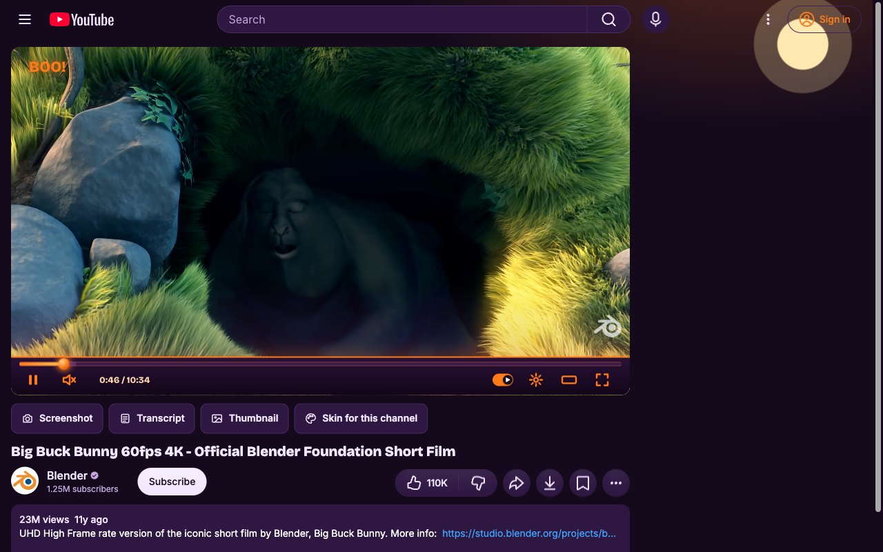 Halloween YouTube skin, watch page
