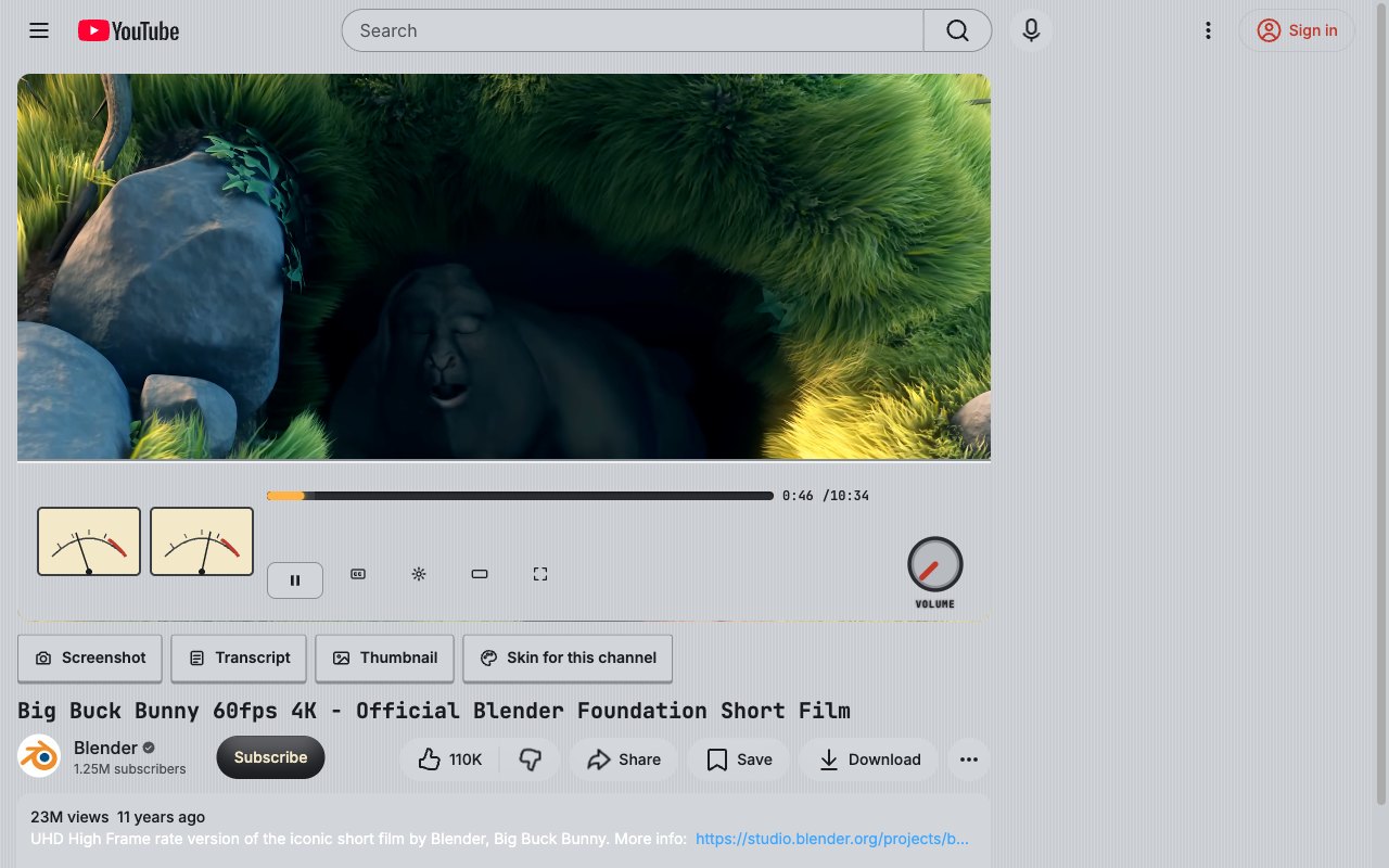 Hi-Fi Amp YouTube skin, watch page