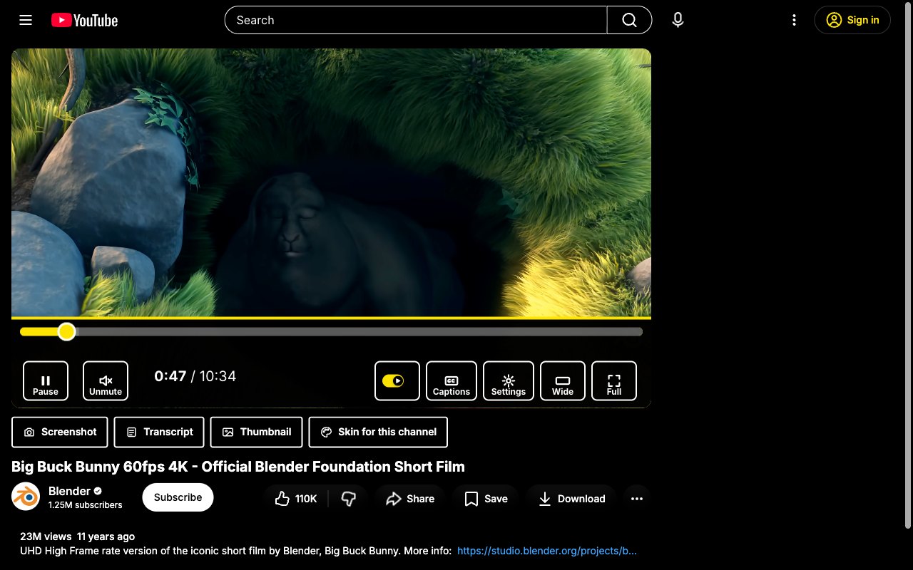 High Contrast YouTube skin, watch page