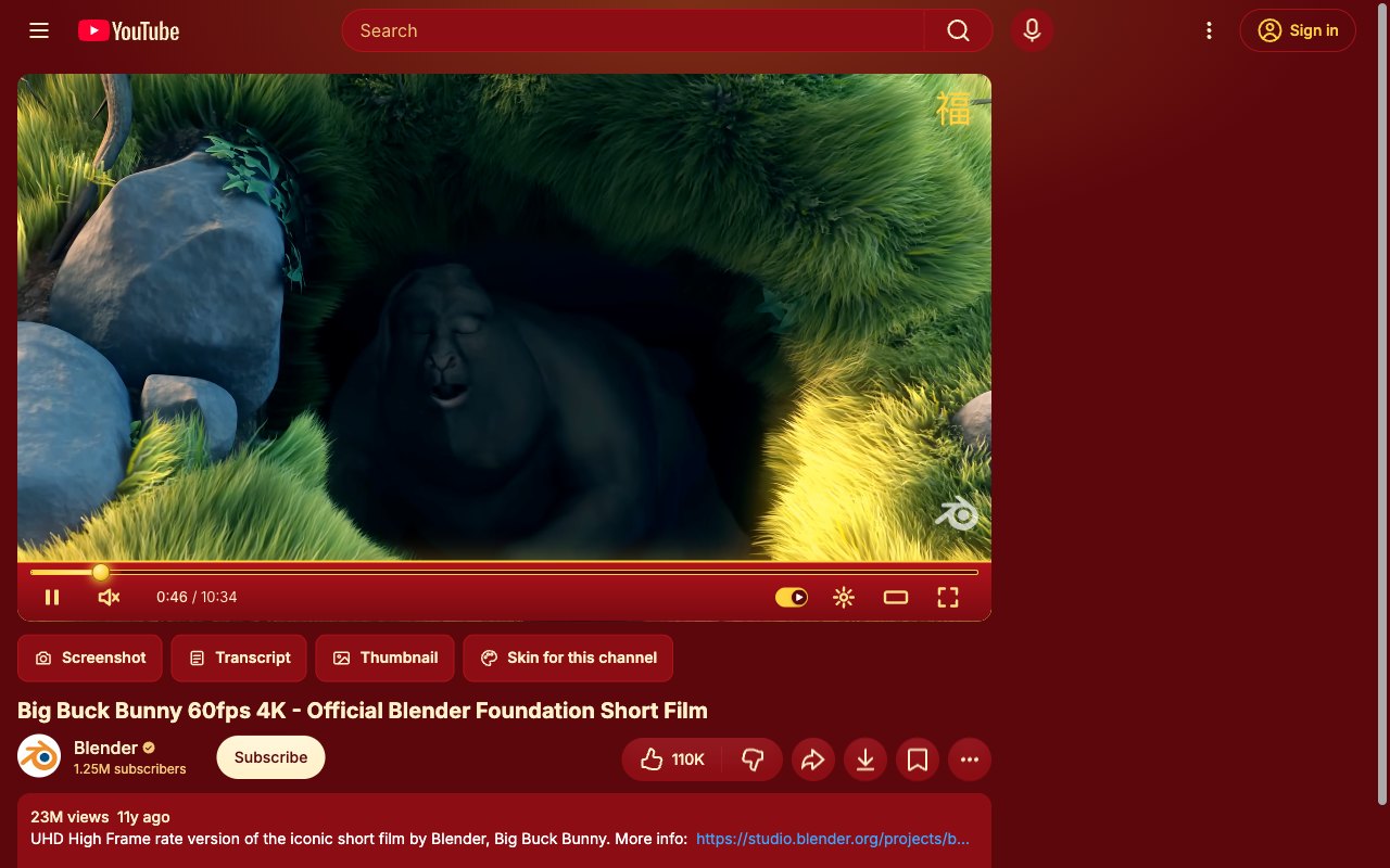 Lunar New Year YouTube skin, watch page