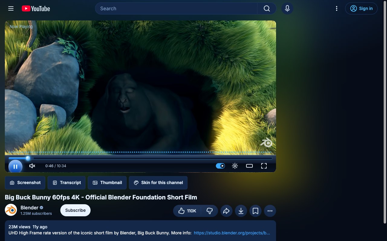 Media Player YouTube skin, watch page
