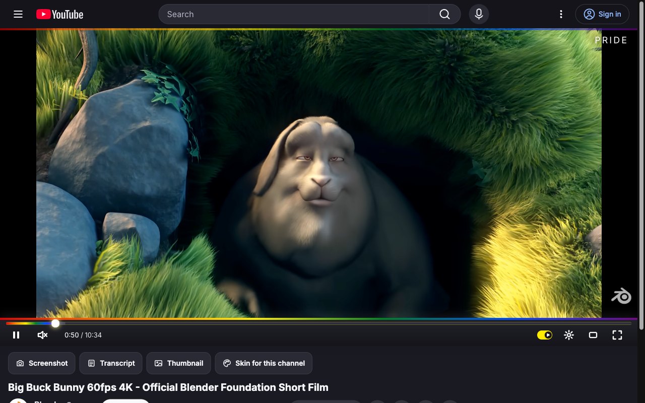 Pride YouTube skin, theater