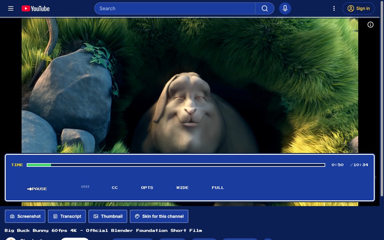 RPG Menu YouTube skin, theater