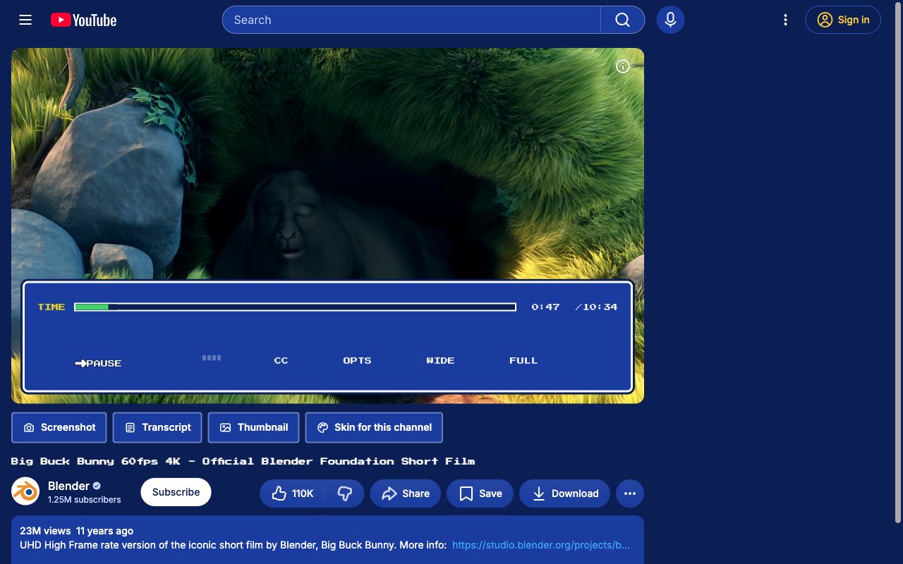 RPG Menu YouTube skin, watch page