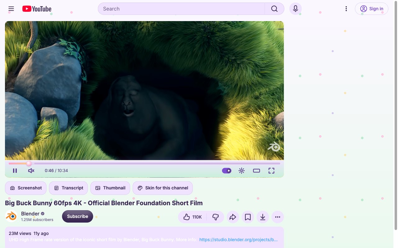 Spring Bloom YouTube skin, watch page