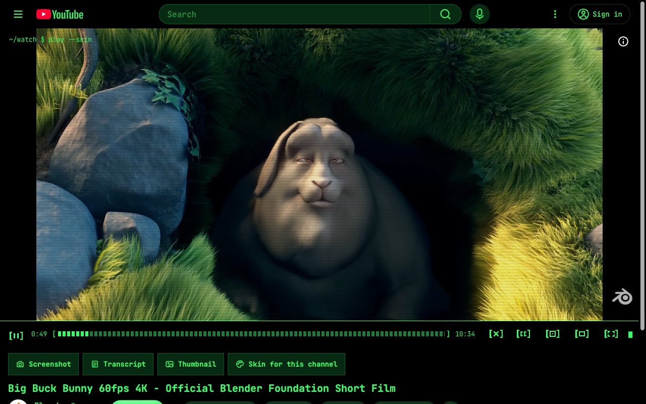 Terminal YouTube skin, theater