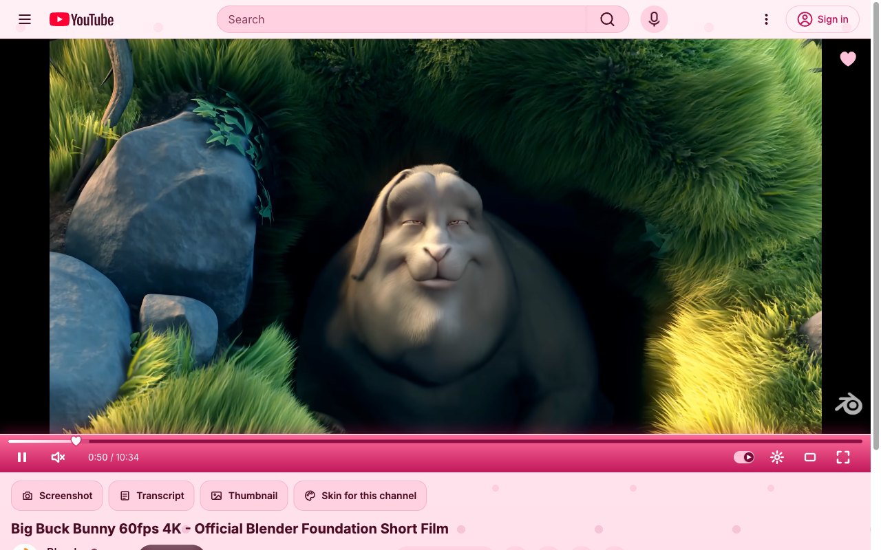 Valentine's YouTube skin, theater